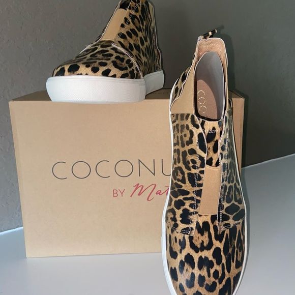 NWT Coconuts by Matisse leopard print Sneakers bootie boots Animal hi top shoes - Picture 4 of 7
